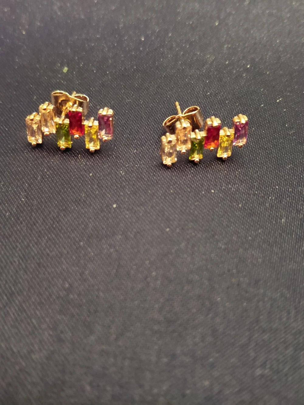 Source Unknown Gold-Tone Multi-Color Baguette Stud Earrings